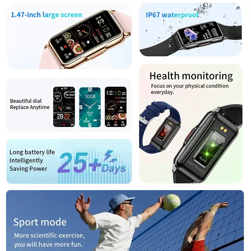 For Android IOS Smart Bracelet Women Smartwatch Men Heart Rate Blood Oxygen Waterproof Sport Smart Band Watch For Ladies +Gift - Lootquake