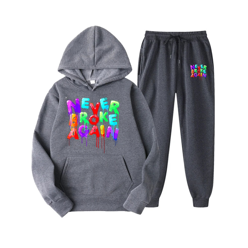 Youngboy Never Broke Again Hoodes 2PCS Sets Tracksuit Fashion Hip Hop Suit Sweatpants Men Women Hooded Sweatshirts Sport Pant - Lootquake