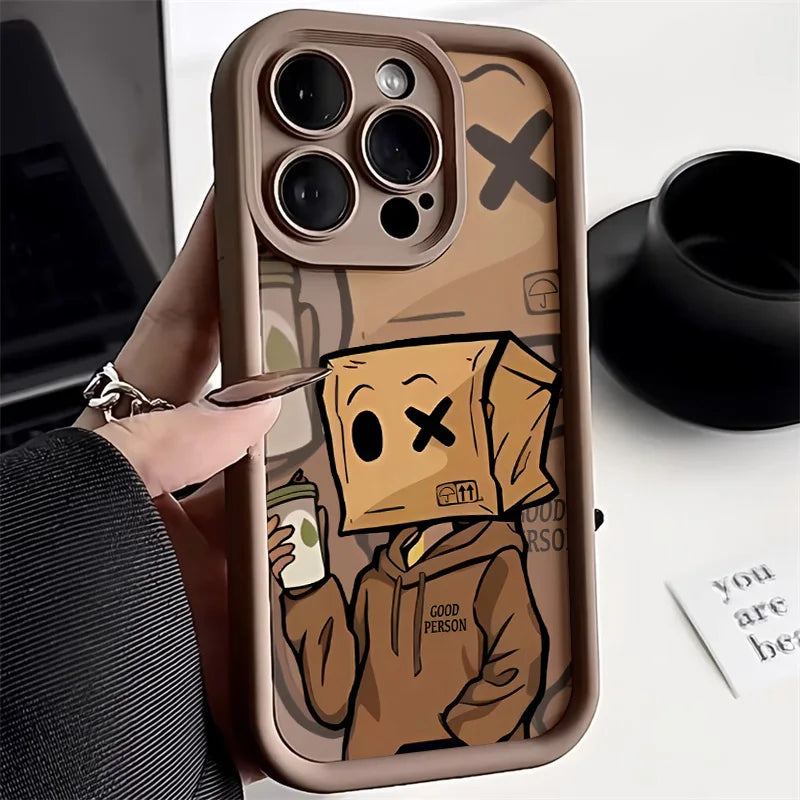 Funda de silicona suave para teléfono con diseño de dibujos animados de hombre a prueba de golpes