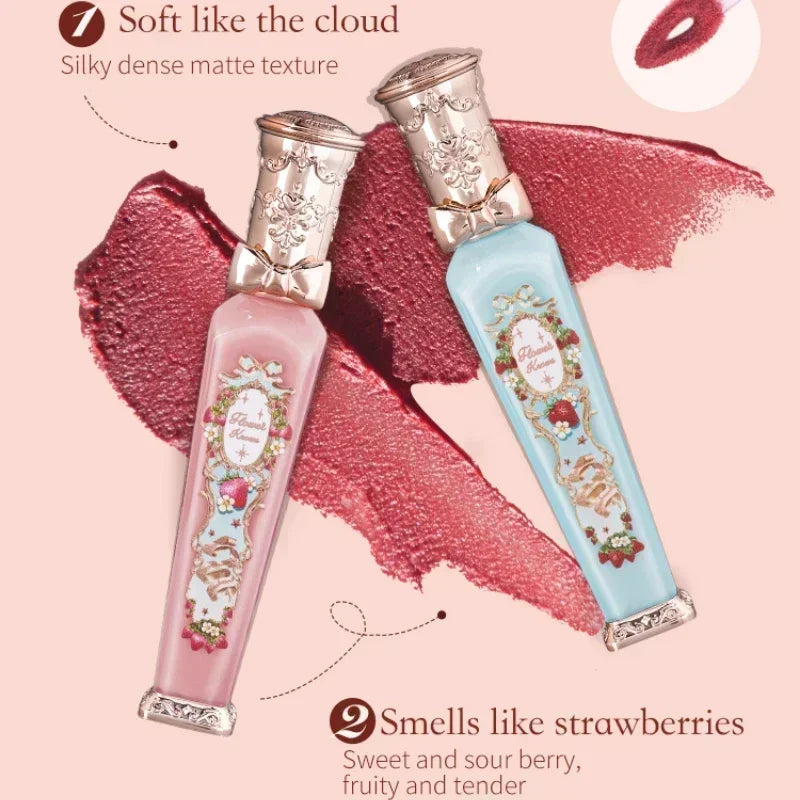 Flower Knows Strawberry Rococo Series Cloud Lip Cream Gloss à lèvres longue tenue Velvet Lip Tint Rouge à lèvres pour femmes Cosmétique