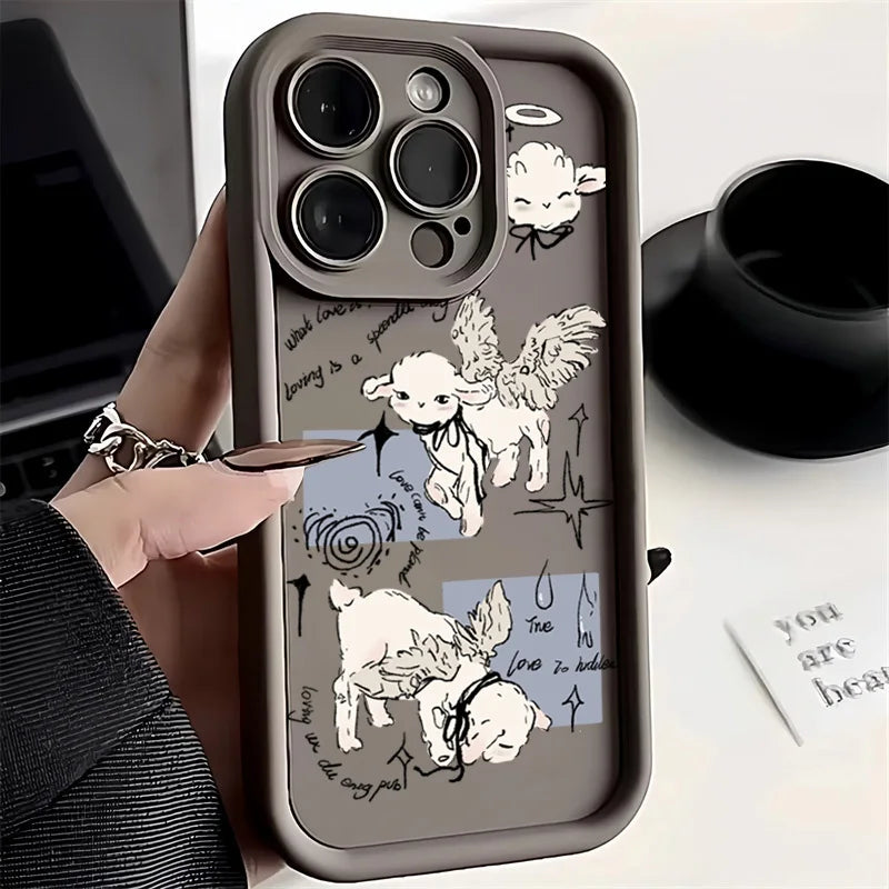 Lucky Angel Sheep Silicone Phone Case For iPhone
