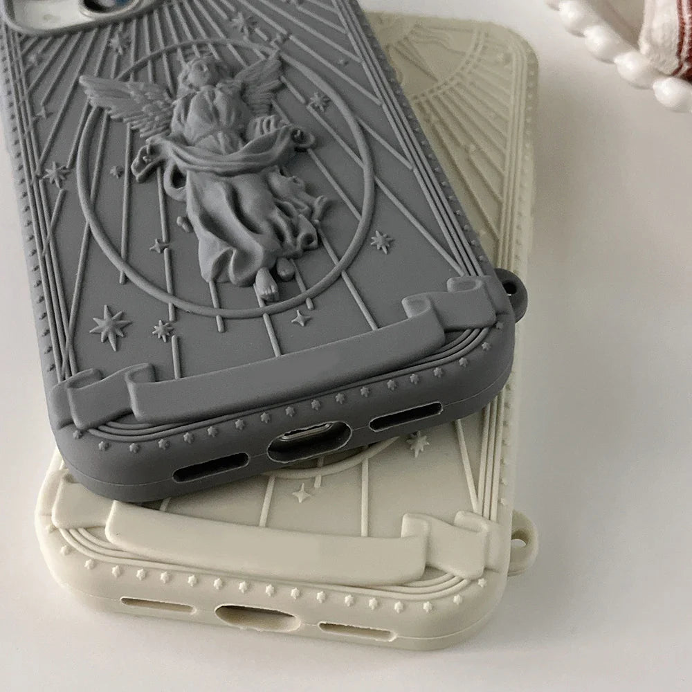 3D Classical Art Angel Statue Case Retro Girl Phone Case
