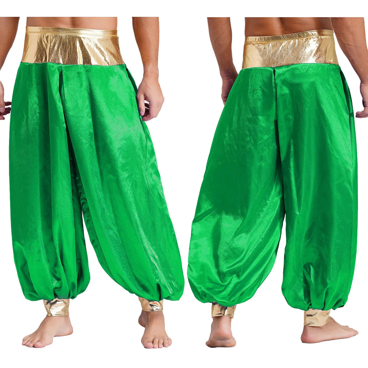 Halloween Men Arabian Indian Prince Cosplay Costume Stain Shiny Harem Trousers Arab Costume Carnival Dress Up Lantern Long Pants
