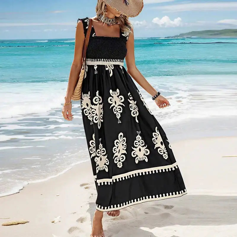 Summer Holiday Dress Women Casual Sleeveless A-Line Party Long Dress Boho Casual Sleeveless Party Dress 2024 - Lootquake