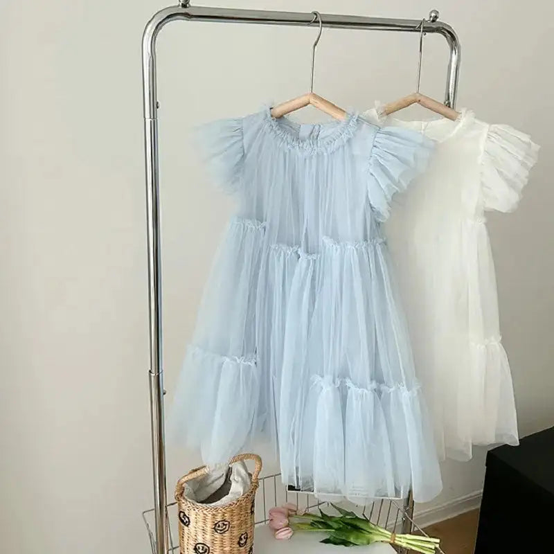 Fashion Baby Girl Princess Tutu Long Dress Fly Sleeve Infant Toddler Mesh Tulle Vestido Party Pageant Birthday Ball Gown 1-12Y - Lootquake