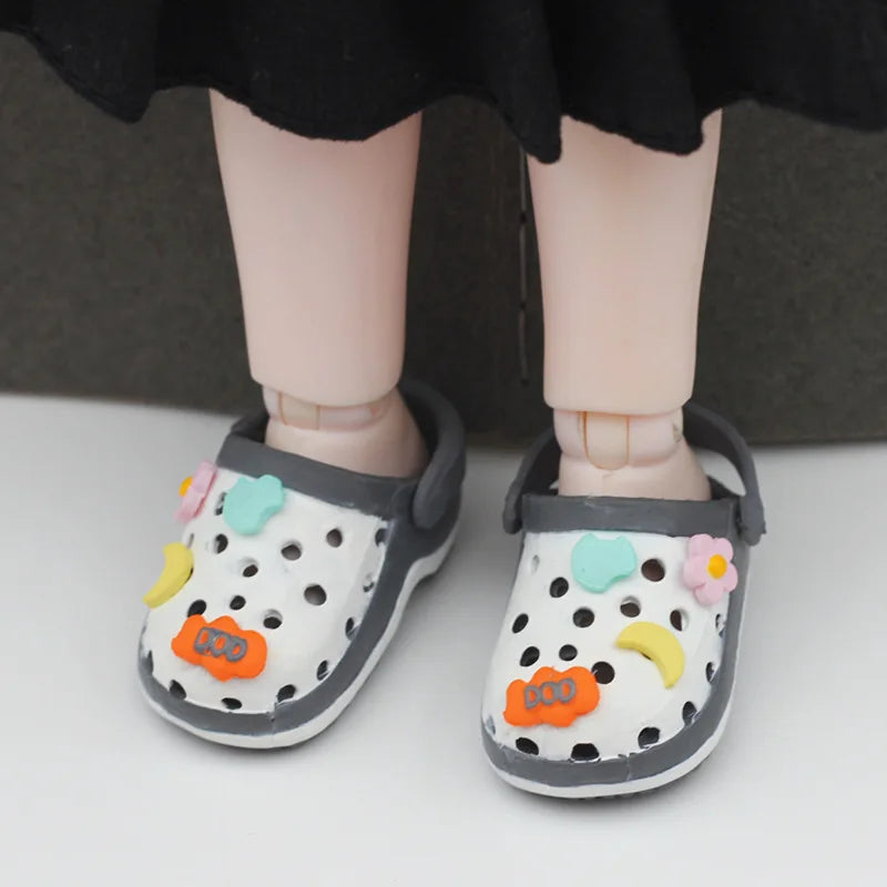 Labubu Doll Slippers 4.3x2.0cm Labubu Doll Decorative Accessories Desktop Doll Ornament Shoes For 15cm Doll Children Toys Gift