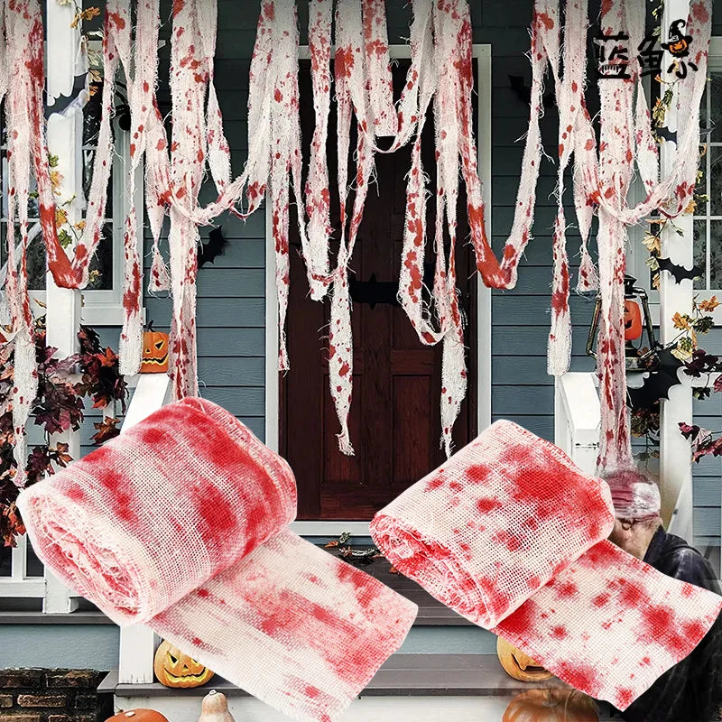 Haunted House Home Scene Decoration 3m/5m Halloween Bloody Gauze Bandage Warning Isolation Belt Horror Props For Halloween Party