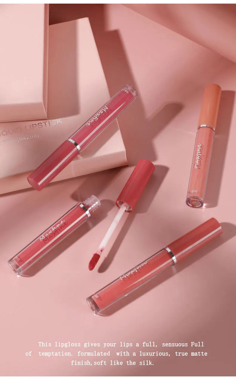 Coffret de 6 rouges à lèvres mats, brillants à lèvres lisses et durables, waterproof et hydratants, coffret cadeau pour les fêtes