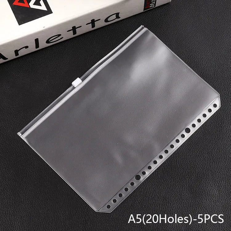 Bolsa de almacenamiento de PVC transparente con cremallera, antioxidante, mate, tamaño A5/A6, carpeta de información para guardar dinero, material escolar y de oficina, 5 unidades