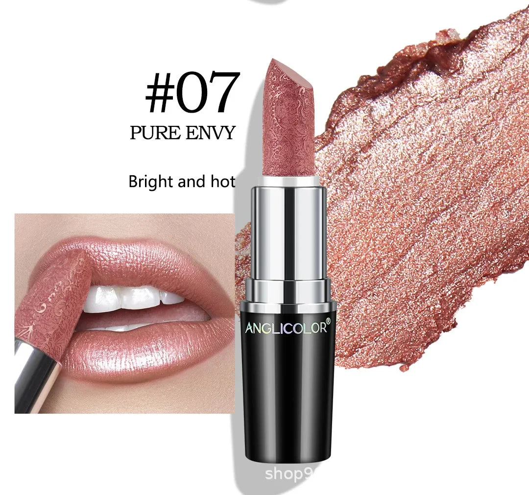 Fine Glitter Lipstick, Quicksand Gold Lipstick Non-sticky Non-fading Lipstick Pearlescent Long-lasting Silky Mermaid Lipstick