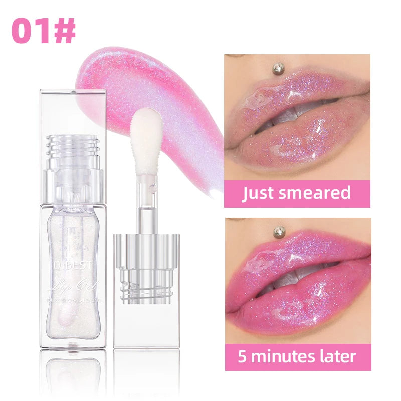 QIBEST - Bálsamo labial mágico con cambio de color cálido, brillo labial transparente, hidratante, brillo labial brillante, cosméticos para labios