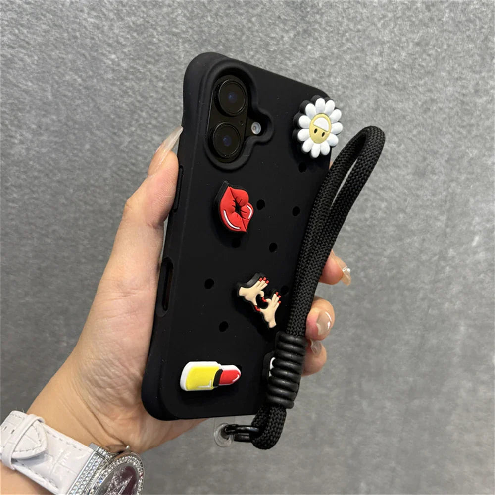 Funda blanda de silicona líquida con agujeros para iPhone
