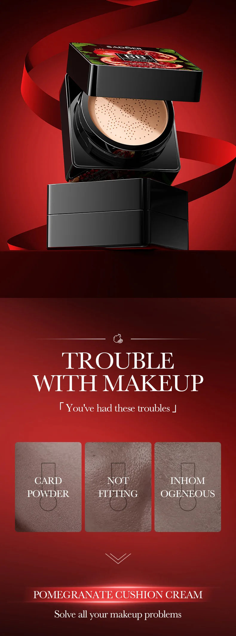 Coussin d'air CC Crème Fond de teint tête de champignon Hydratant Longue tenue Cosmétiques visage Éclaircissant naturel Base de teint Maquillage