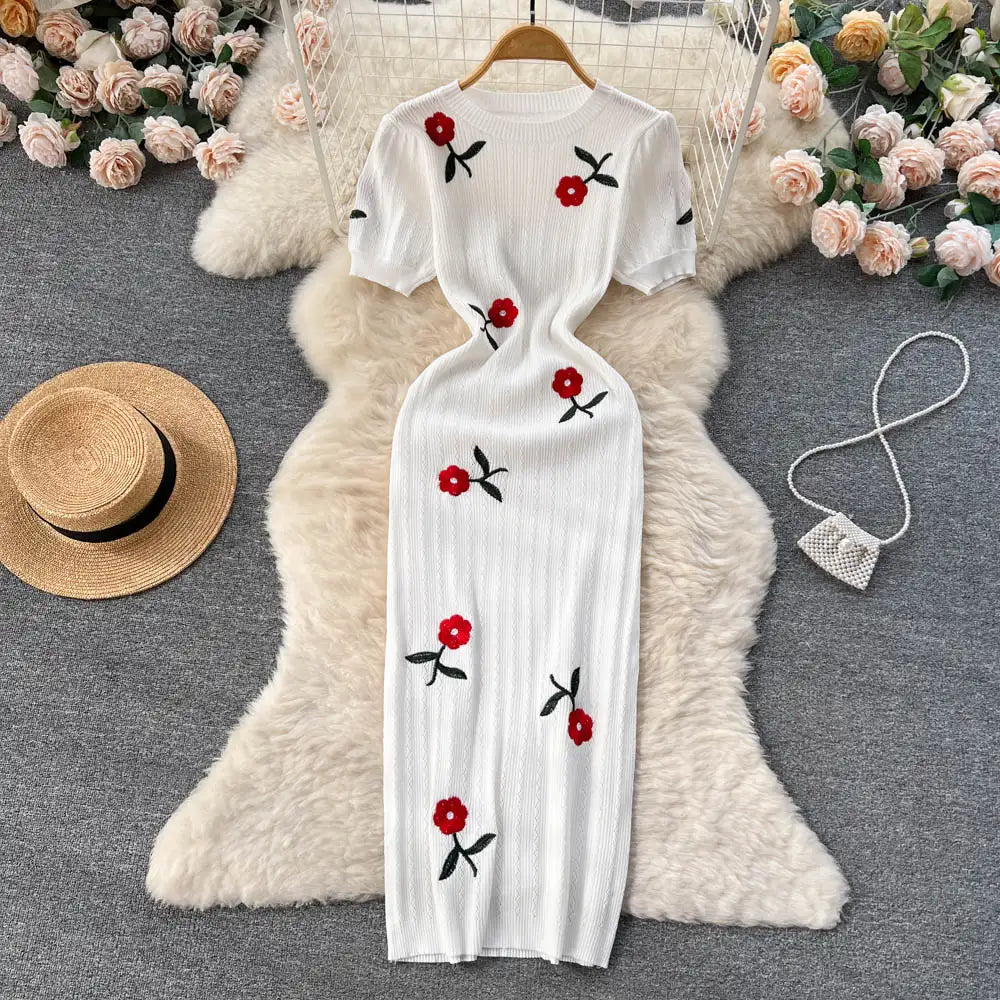 Crochet Dresses Knit Cut Out Dress Jurk Dames Beach Dresses for Women 2023 Short Sleevel Female Vestidos Mujer Maxi Long Dress - Lootquake
