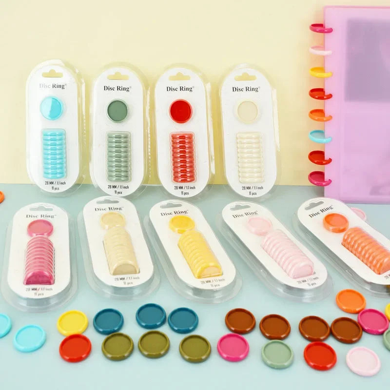 11 anillas de hojas sueltas de 24 mm, 28 mm y 32 mm para cuaderno, con agujero en forma de hongo, para encuadernación escolar y de oficina.