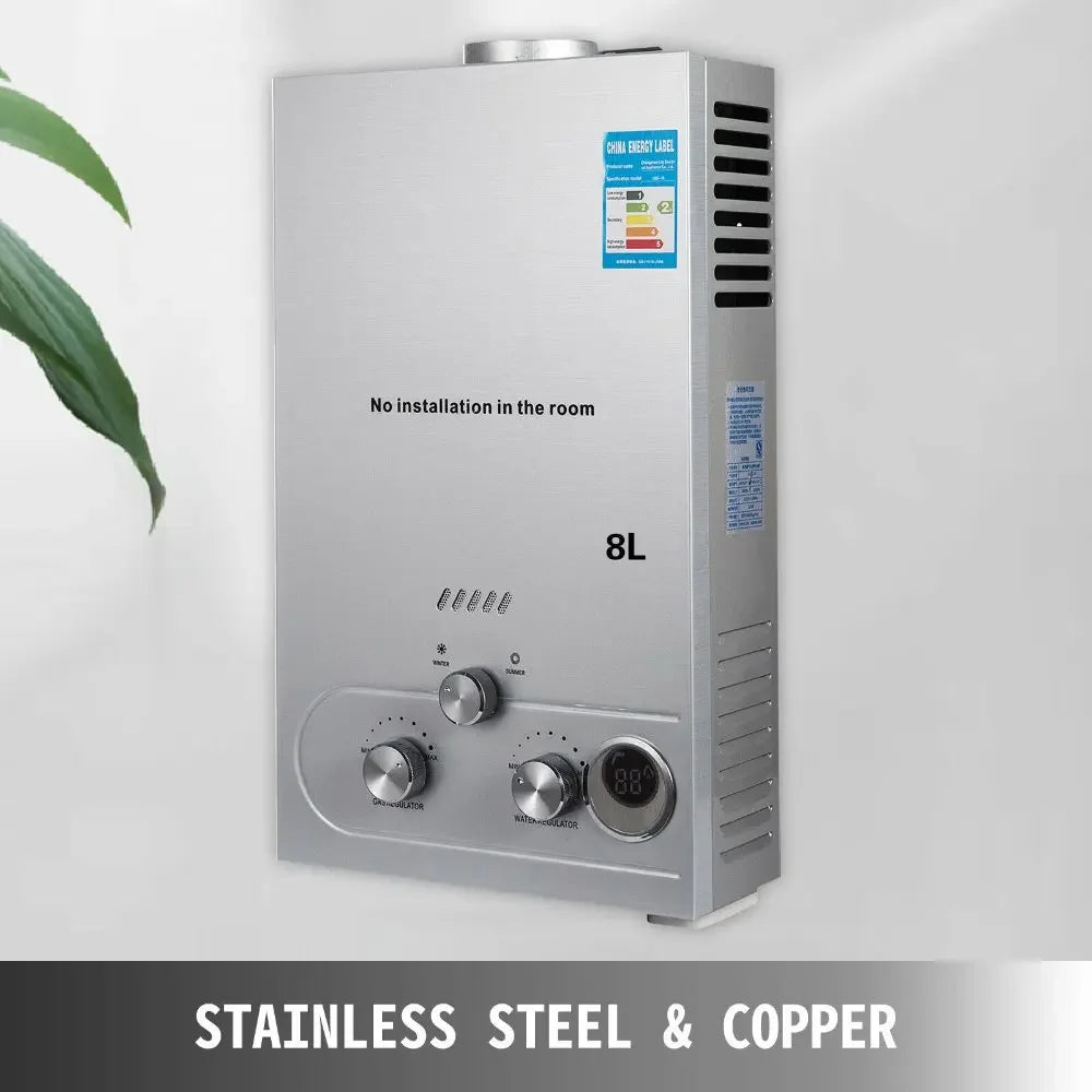 Chauffe-eau à gaz GPL VEVOR 6L 8L 10L 12L 16L 18L Chauffe-eau à gaz GPL instantané domestique sans réservoir au propane Chauffe-eau à gaz sans réservoir
