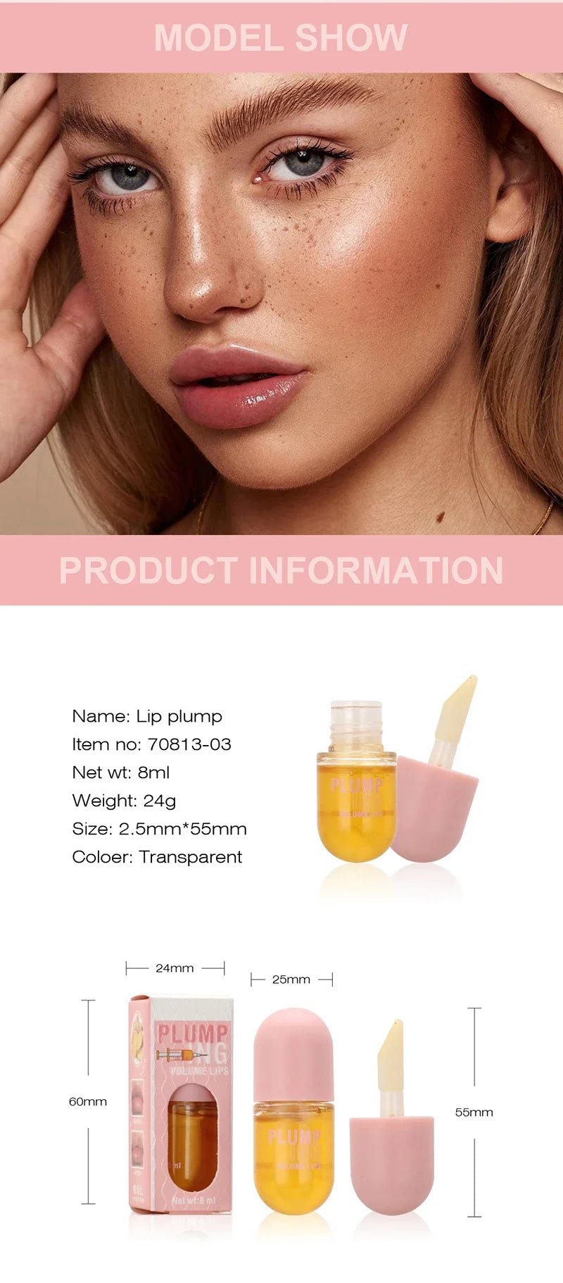 Aceite voluminizador de labios que rellena los labios al instante, aumentando su elasticidad, hidratación duradera, brillo y saturación, belleza, maquillaje, cuidado de labios.