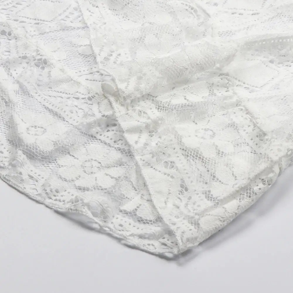 Vestido largo bohemio de verano para mujer, con encaje, cuello en V, mangas acampanadas, sexy, para fiesta, playa, boda