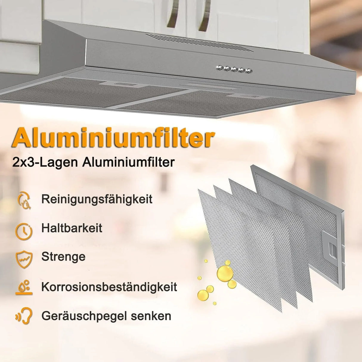 Hotte aspirante à LED TopStrong 60 cm à recirculation d'air sous meuble EUTF2360