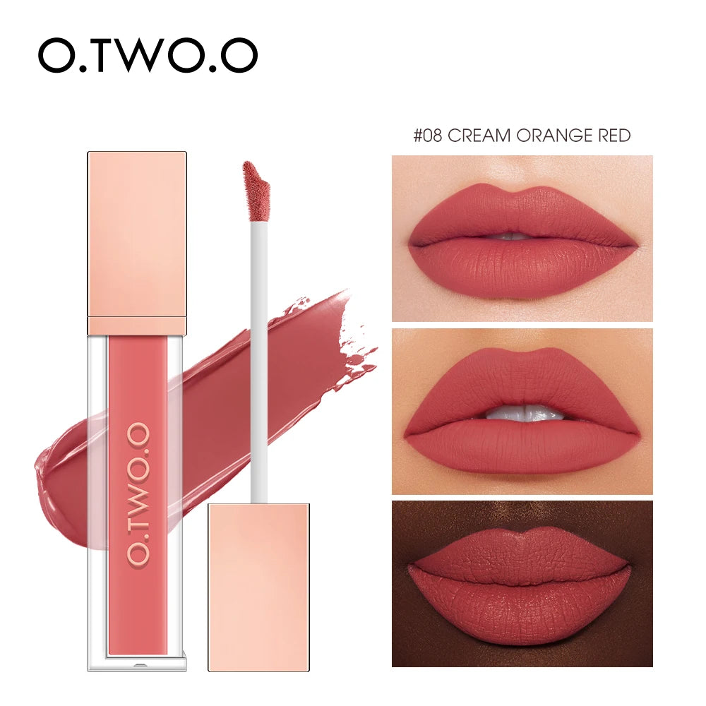 Rouge à lèvres liquide O.TWO.O 12 couleurs, fini mat, brillant à lèvres sexy et soyeux, résistant à l'eau, résistant aux baisers, longue durée, teinte pour les lèvres, cosmétiques