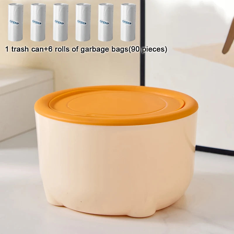 1pc Mini Trash Bin, Small Garbage Can For Desk, Food Waste Bin,Pet cat litter cleaning box,Portable trash can in car