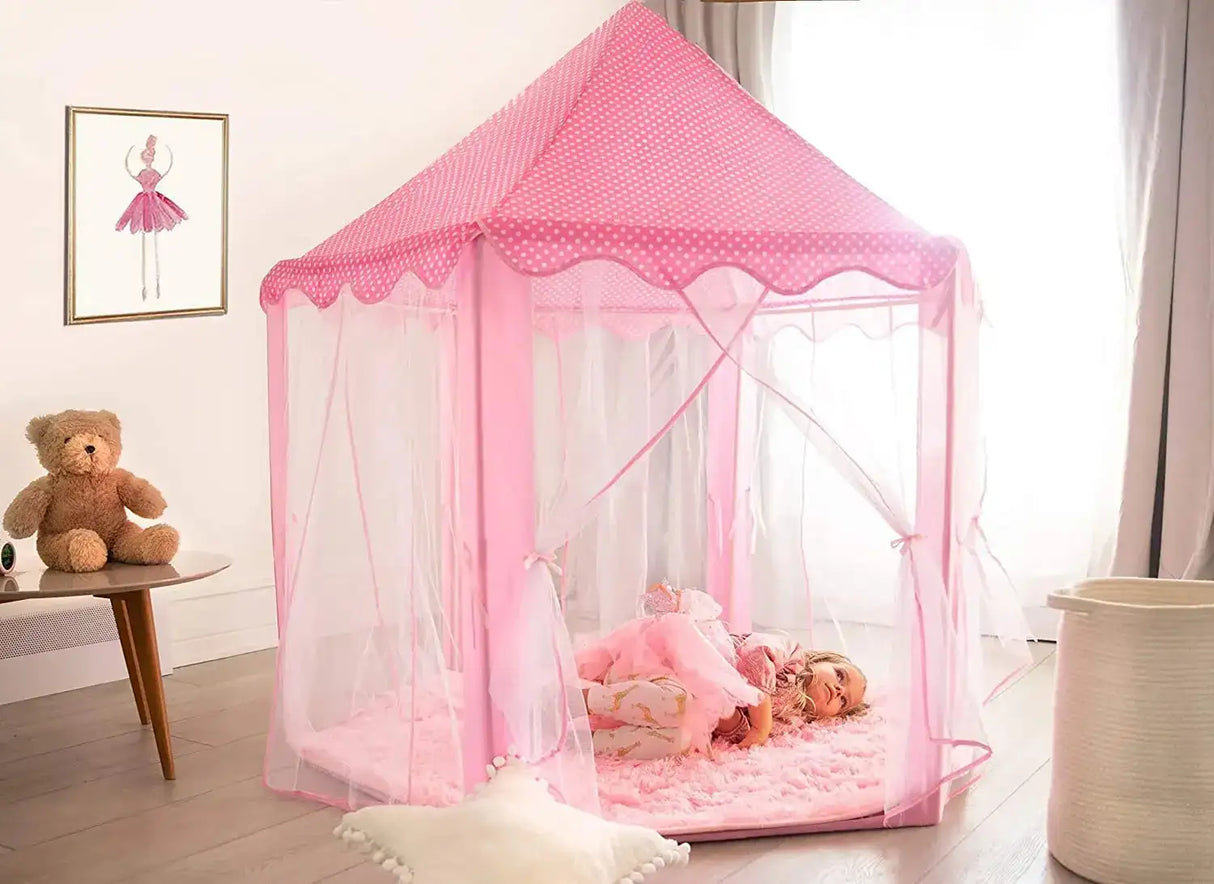 Portable Kids Toy Tipi Tent Princess Pink Girl Castle Play House Children Small House Folding Playtent Party Castle Child Room - Lootquake