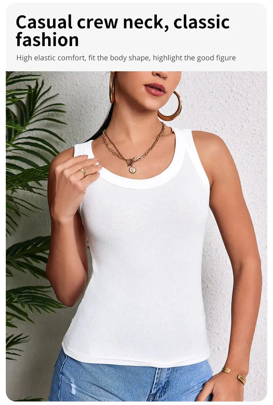 European and American Yards Ladies Suspender Vest Sleeveless Top Solid Color Sexy Thread Bottoming Thin Vest Four Seasons Essent - Lootquake