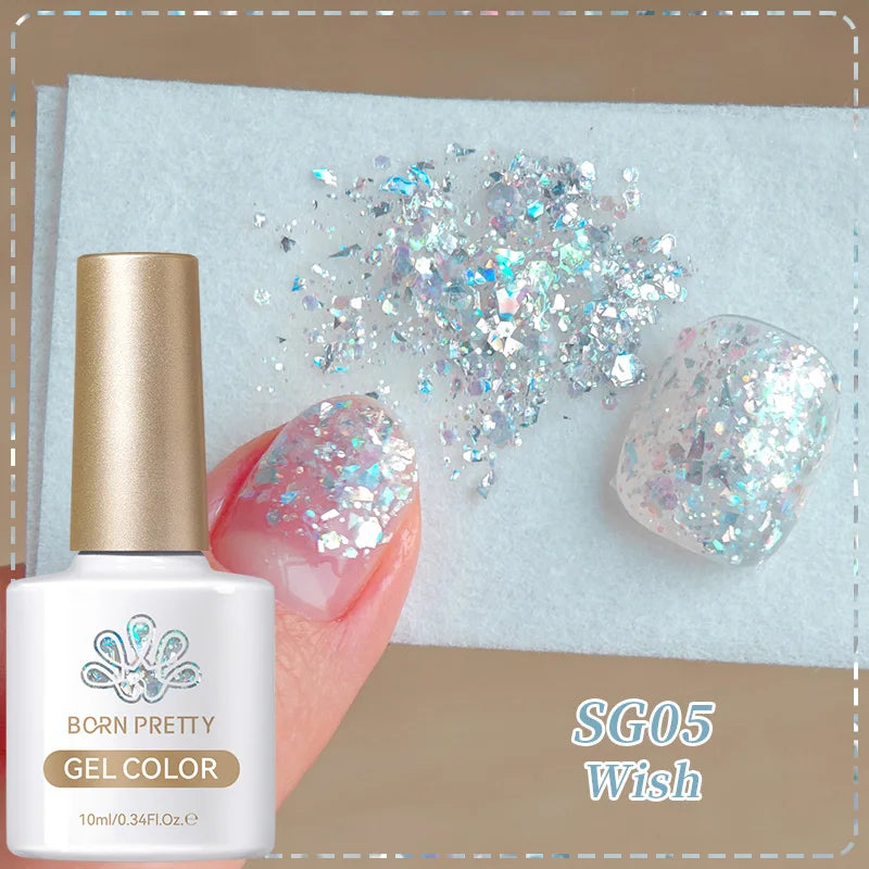 BORN PRETTY 10ml Reflective Glitter Gel Nail Polish Carat Mirage Sparkling Color Shine UV LED Soak Off Semi-Permanant Varnish