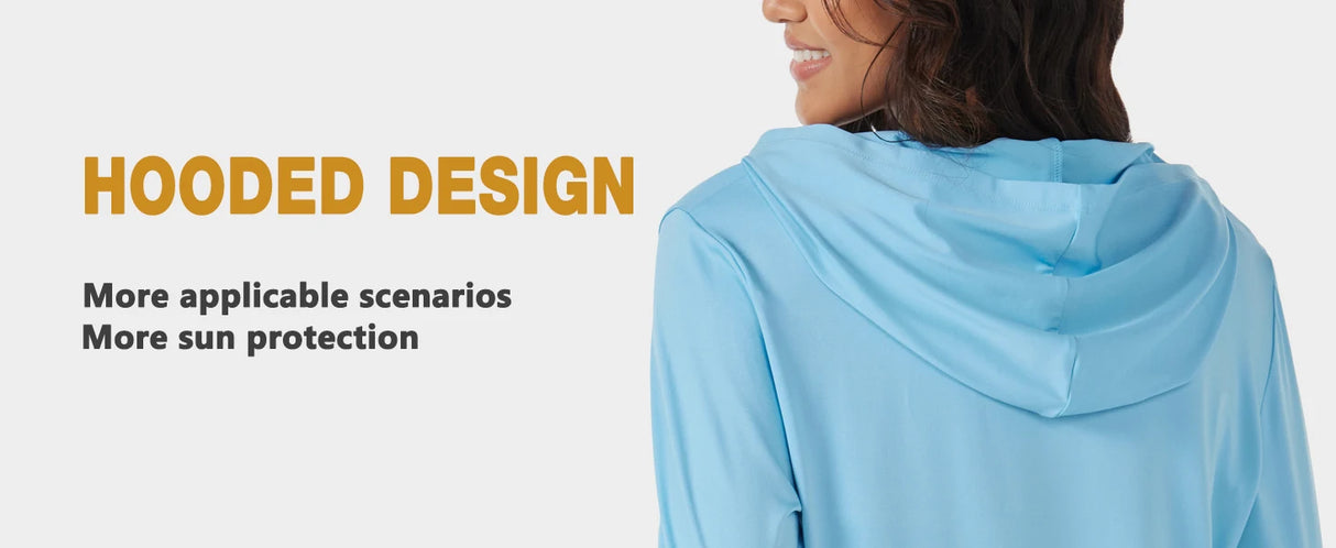 TACVASEN UPF 80+ Quick Dry Hooded T-Shirts Womens Summer Long Sleeve Sun UV Protection Tees Breathable Thumb Holes Pullover Tops - Lootquake