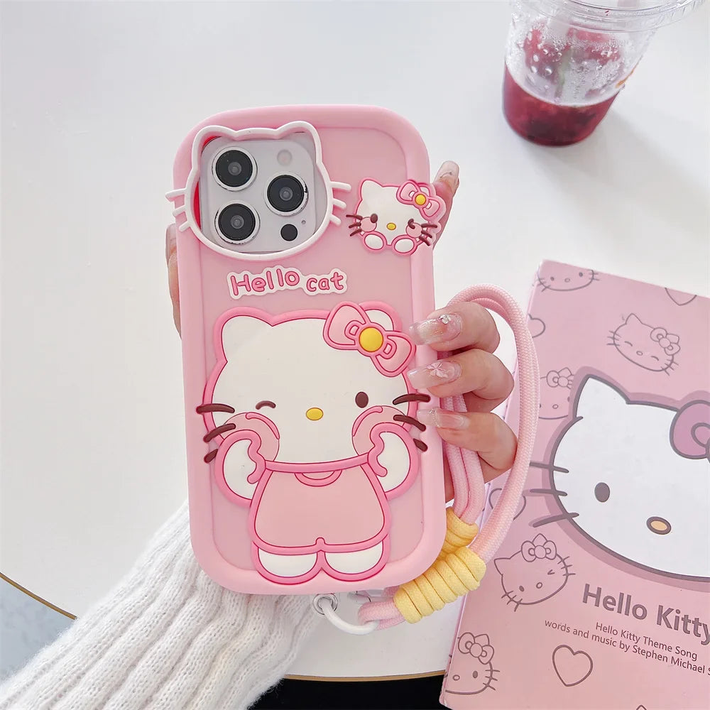 Funda de silicona para teléfono con dibujos de Hello Kitty
