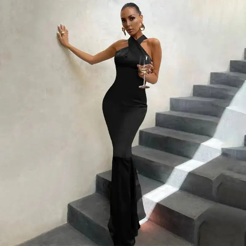 Dulzura Women 2024 Summer Elegant Party Club Evening Streetwear Bodycon Black Long Dress Wholesale Items For Business - Lootquake