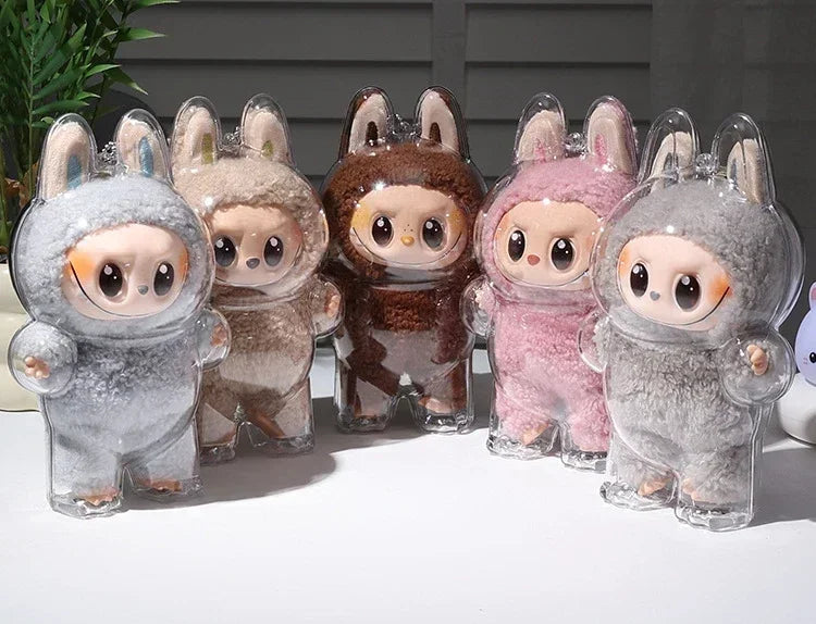 Housse de protection transparente Labubu pour jouets en peluche, sac de présentation pour poupées Labubu I II, mini boîte de rangement portable