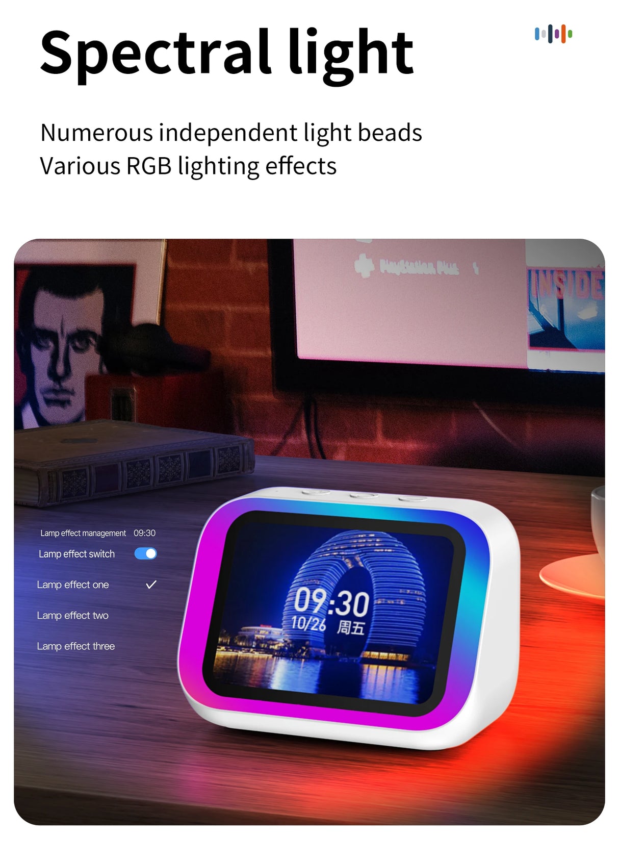 Traducteur Bluetooth intelligent, haut-parleur RGB, traduction en temps réel de 18 langues, haut-parleur Bluetooth 5.4 AI avec écran LCD, jeu, alarme