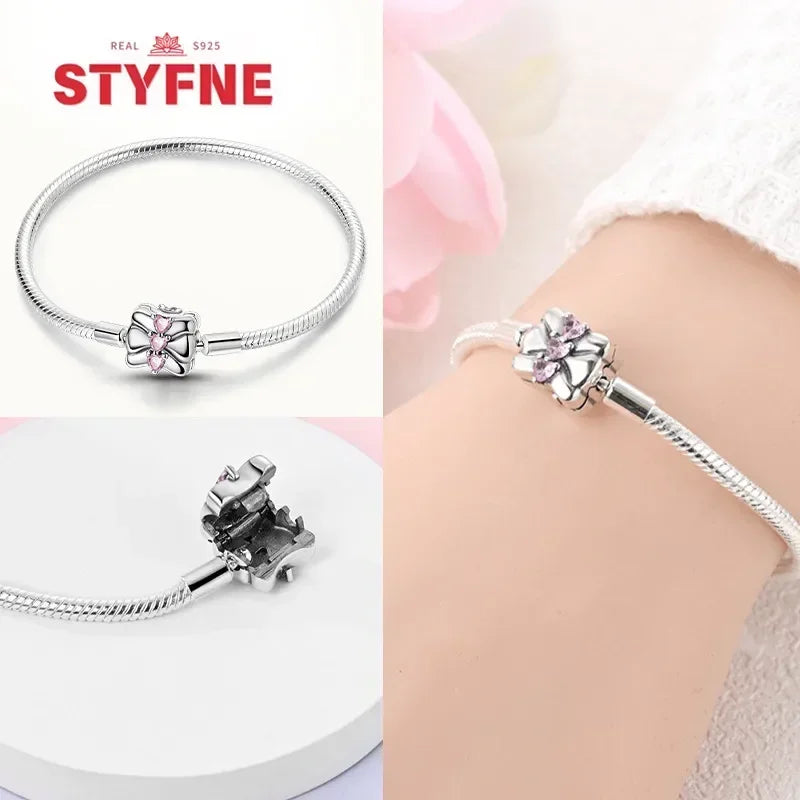 New 925 Silver Celtic Knot Snake Bone Lucky Eye Bracelet Fit Original Charming Bracelet Diy Fine Jewelry Gifts for Women - Lootquake