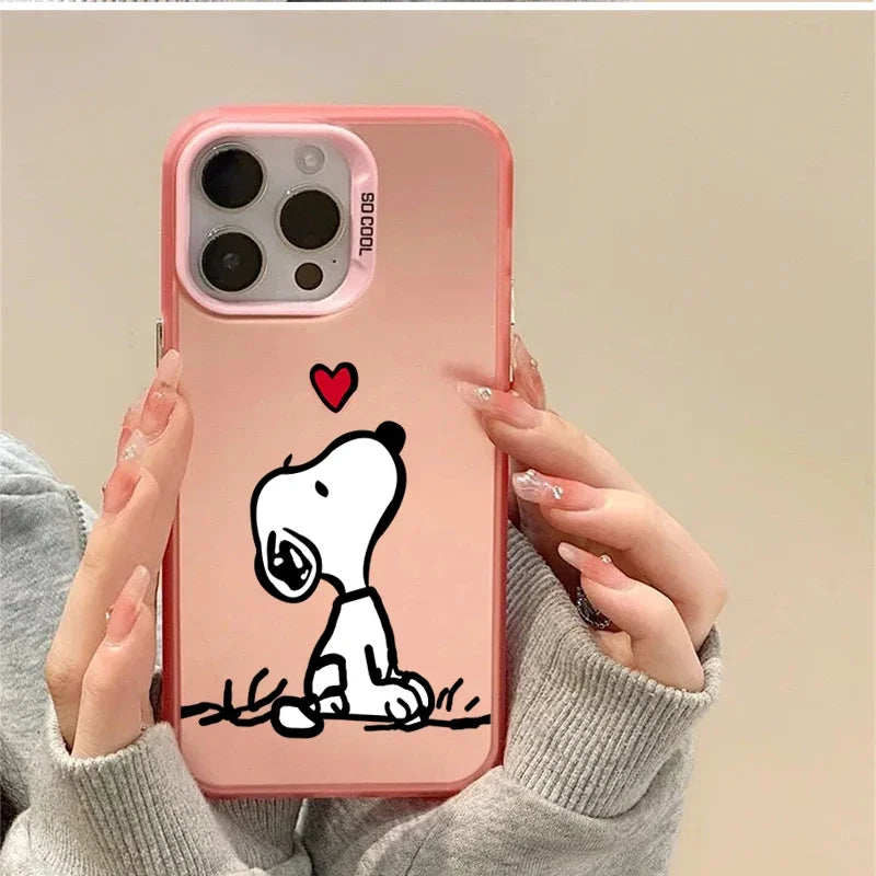Preciosa funda de dibujos animados de Snoopy para iPhone