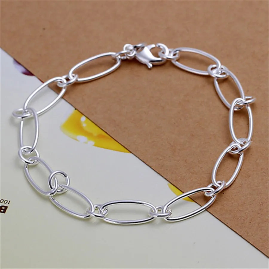 Fashion charm 925 Sterling Silver Bracelet for man woman Twisted rope chain fine jewelry Wedding party Christmas gift - Lootquake