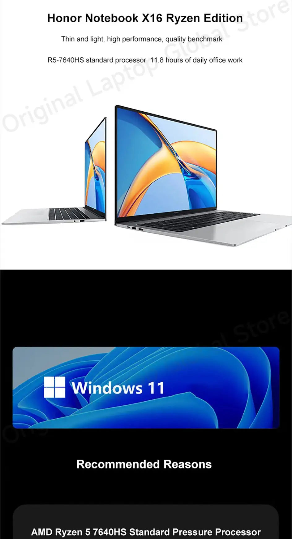 Honor Laptops X14/X16 2024 Riptide Edition R5 7640HS 16GB 512GB/1TB/2TB 60Hz IPS Screen 60Wh Ultra Large Battery Capacity Laptop - Lootquake