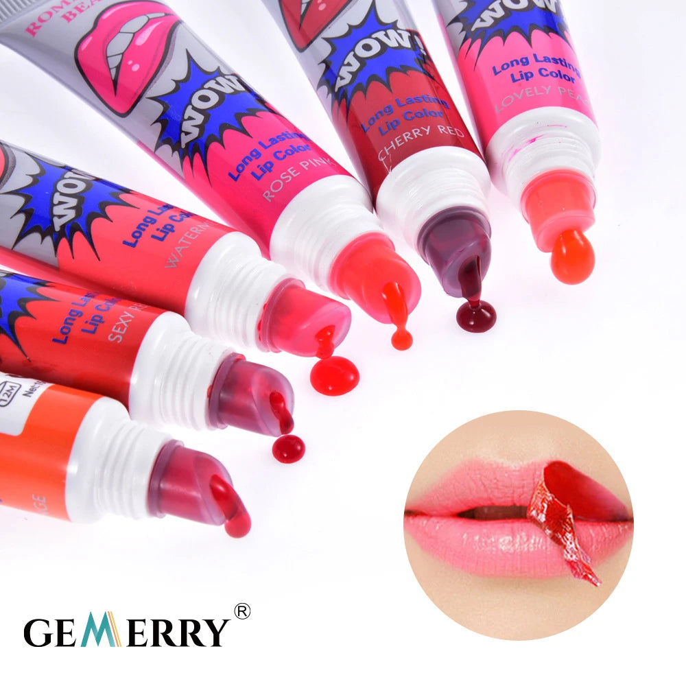 Gemerry 6 couleurs de rouge à lèvres pelable, maquillage magique et sexy, brillant à lèvres longue tenue, beauté, rouge à lèvres imperméable, cosmétique pour femmes