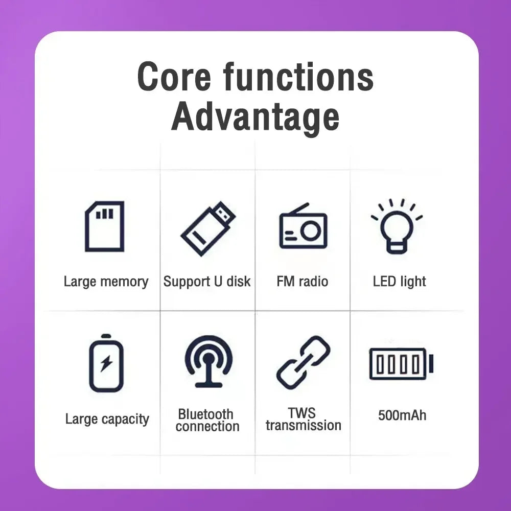 Enceintes Bluetooth sans fil 1202, portables, pour la maison, l'extérieur, la voiture, caisson de basses, petit haut-parleur avec lumières LED, système audio MP3