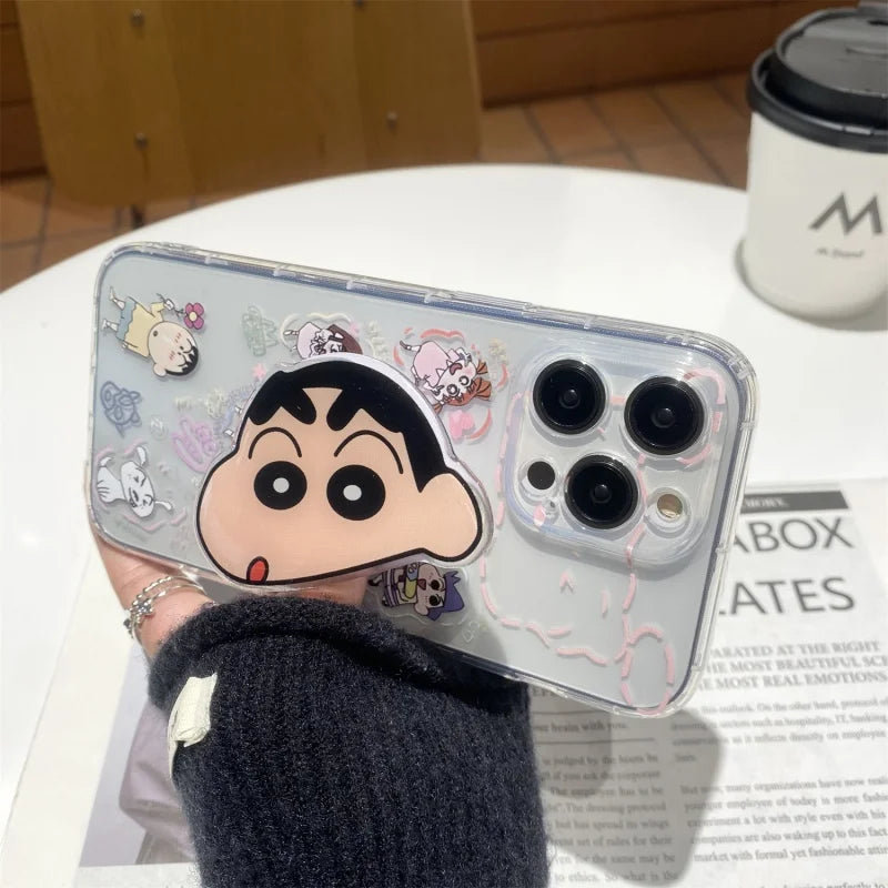Funda para iPhone con diseño de crayón Shin-chan en 3D para el día a día.