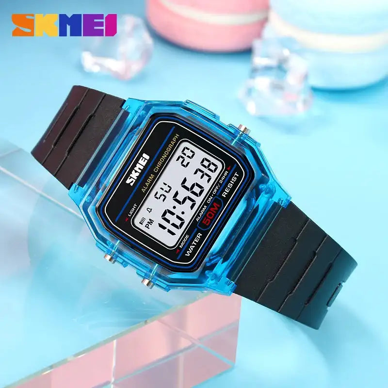 SKMEI Transparent TPU Strap Ladies Wristwatch Shockproof Back Light Display Stopwatch Digital Watches Women 2056 reloj mujer - Lootquake