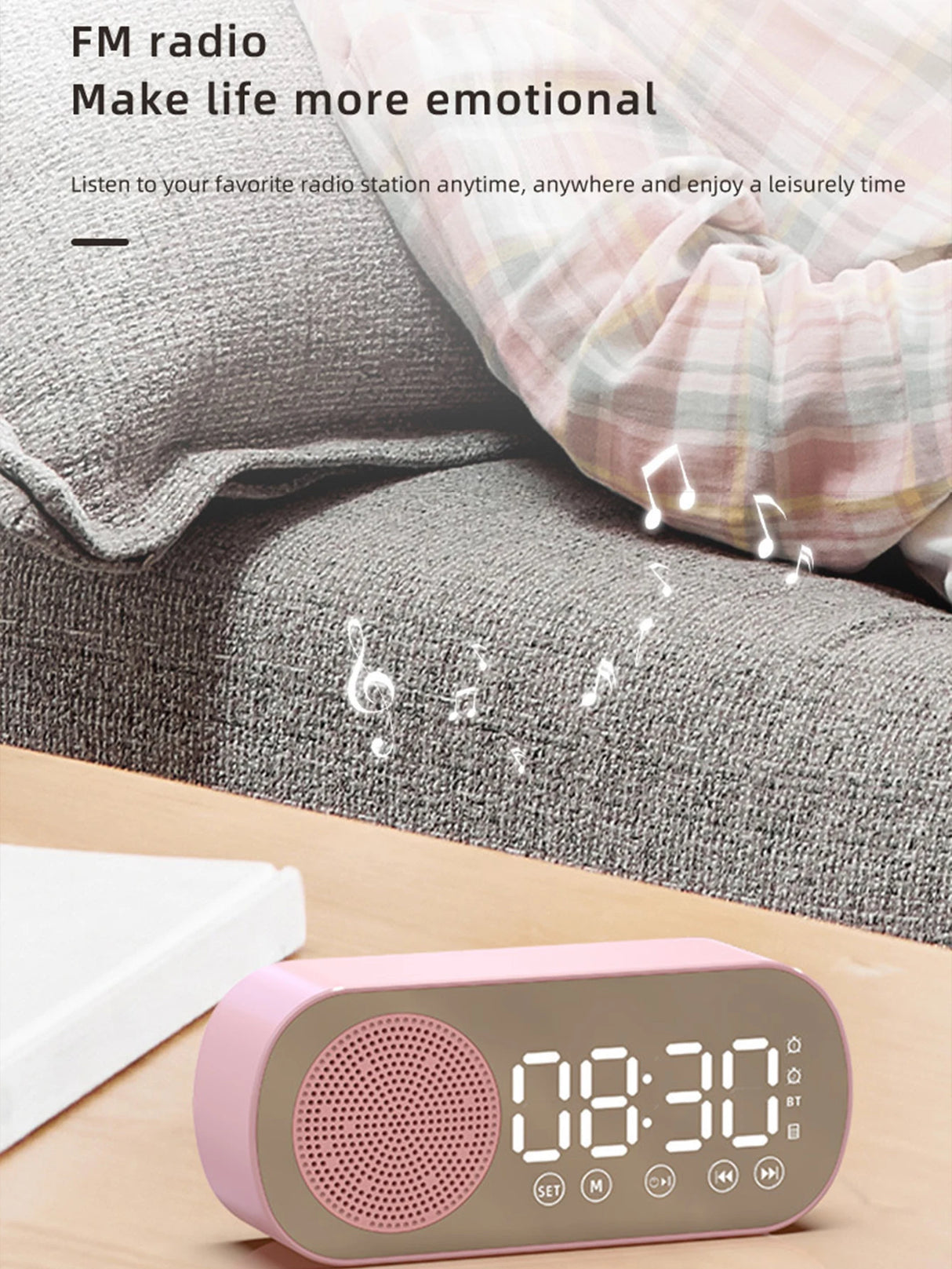 Enceinte Bluetooth sans fil, caisson de basses multifonction, mini réveil intelligent avec IA