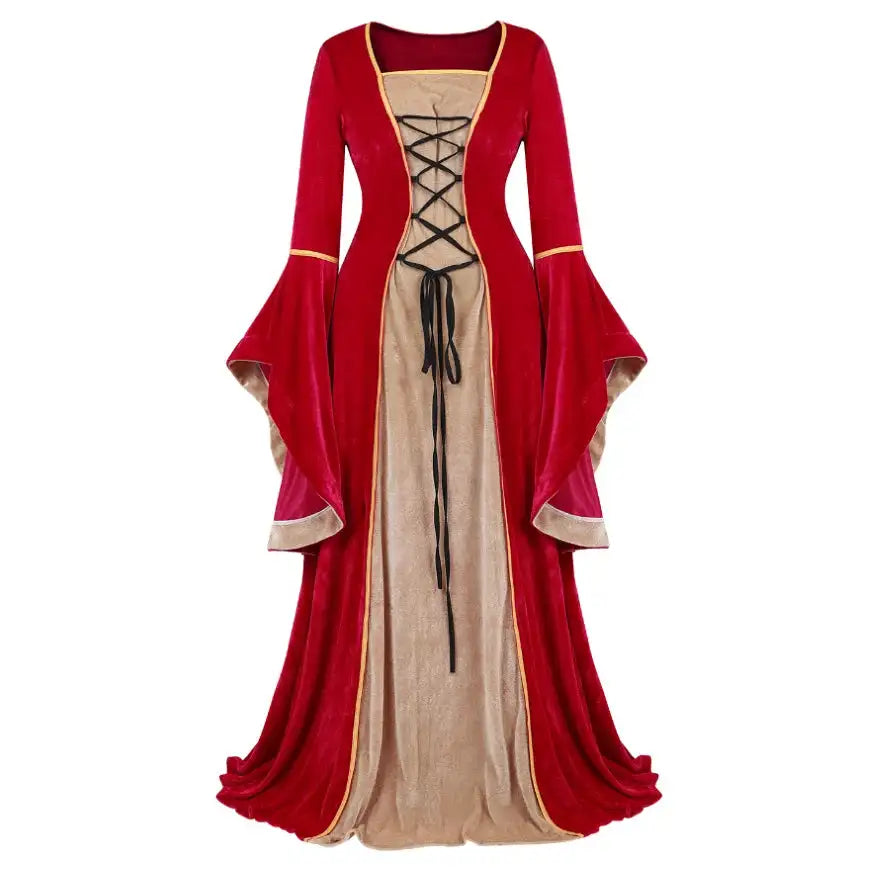 Medieval Renaissance Velvet Long Dress Women Victorian Retro Fancy Gown Halloween Cosplay Costume Plus Size - Lootquake