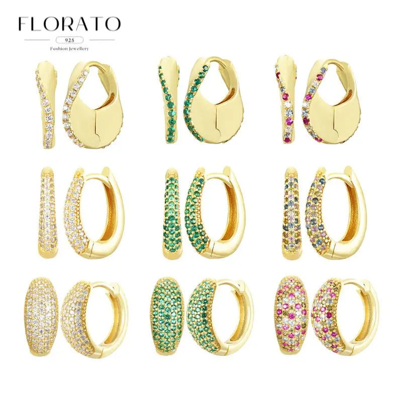 925 Sterling Silver Needle Micro-set Half Circle Zircon Hoop Ear Buckle Geometric Luxury Earrings Fashion Jewelry Gift Wholesale - Lootquake