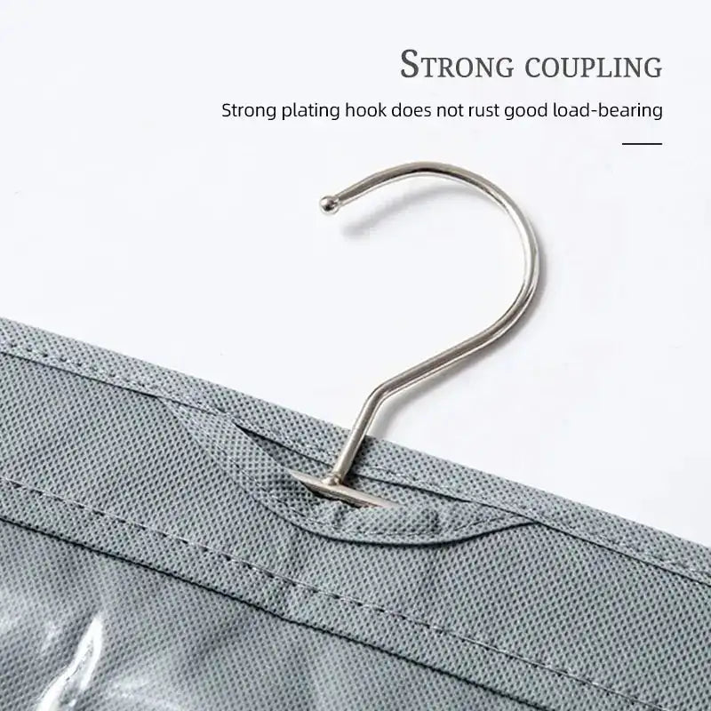 6 Pocket Hanging Handbag Organizer For Wardrobe Closet Gray Waterproof Storage Bag Door Wall Clear Sundry Bag With Hanger Pouch - Lootquake