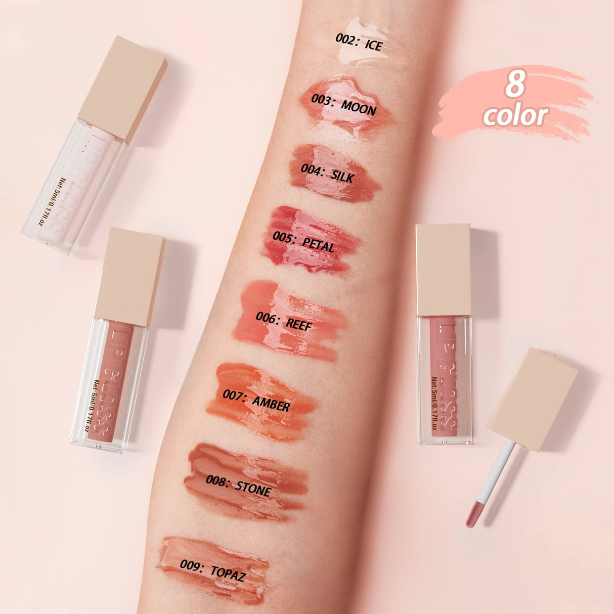 8 Color Non-stick cup Velvet Satin Gloss Lip glaze Mist Liquid matte lipstick Waterproof long-lasting color liquid