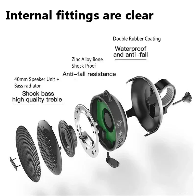 Caja de sonido inalámbrica portátil con Bluetooth para bicicleta con soporte para altavoz de manillar, subwoofer impermeable para scooter al aire libre