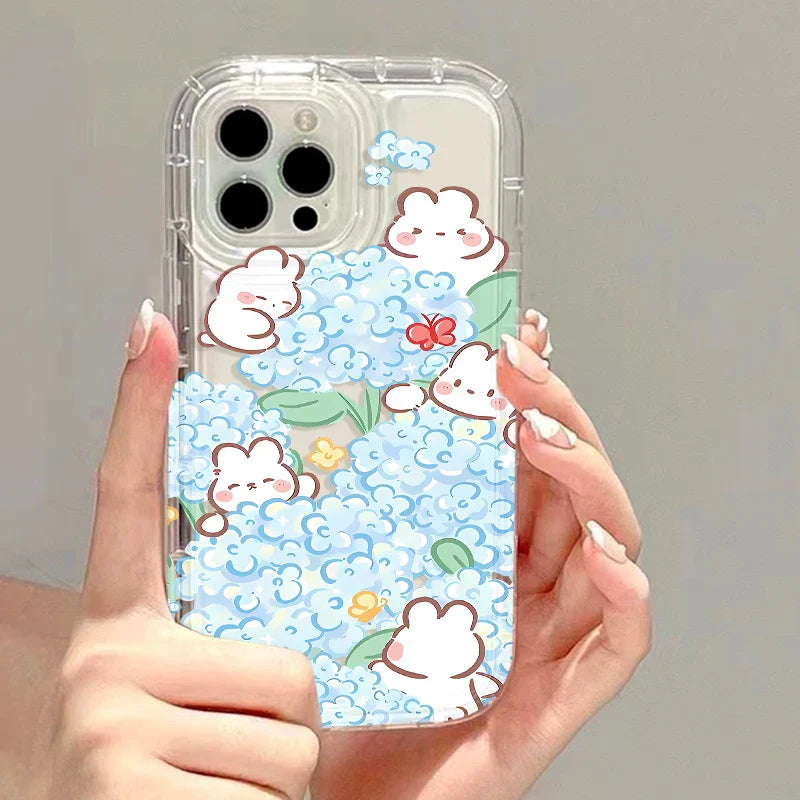 Cute Flower Rabbit Soft Protection Cover Transparent Phone Case