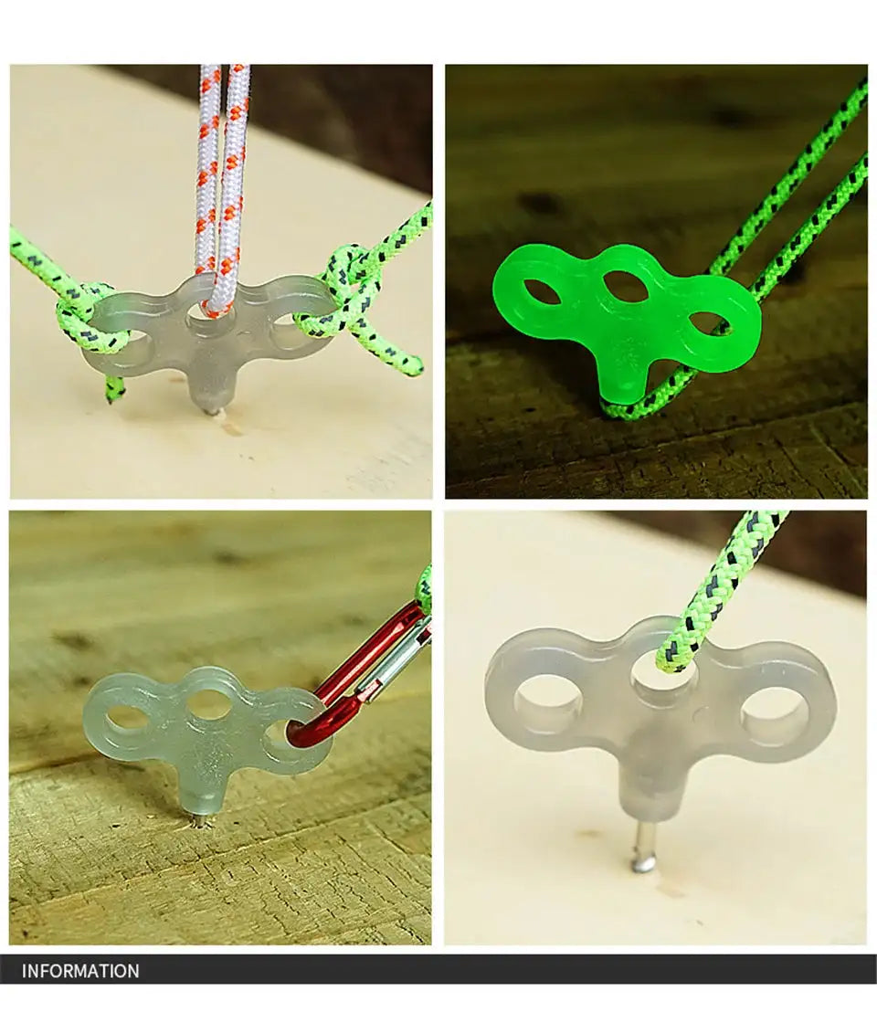 10/15pcs Camping Glow Deck Nails Outdoor Travel Hiking Tent Accessories 3 Holes Screw Spikes Luminous Metal Canopy Pegs Stakes - Lootquake