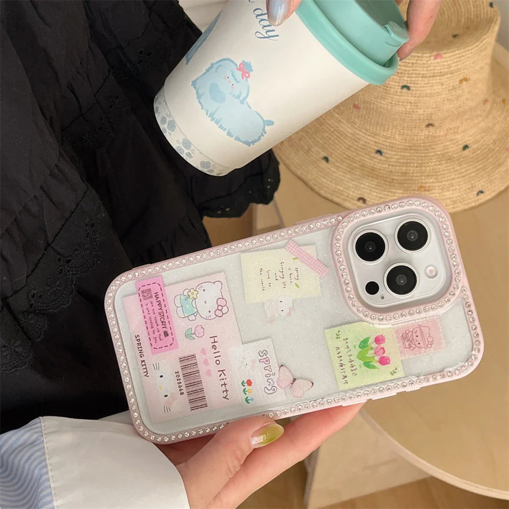 Funda para teléfono con etiqueta de código de barras de tendencia actual, linda funda para teléfono de Hello Kitty para la vida diaria.